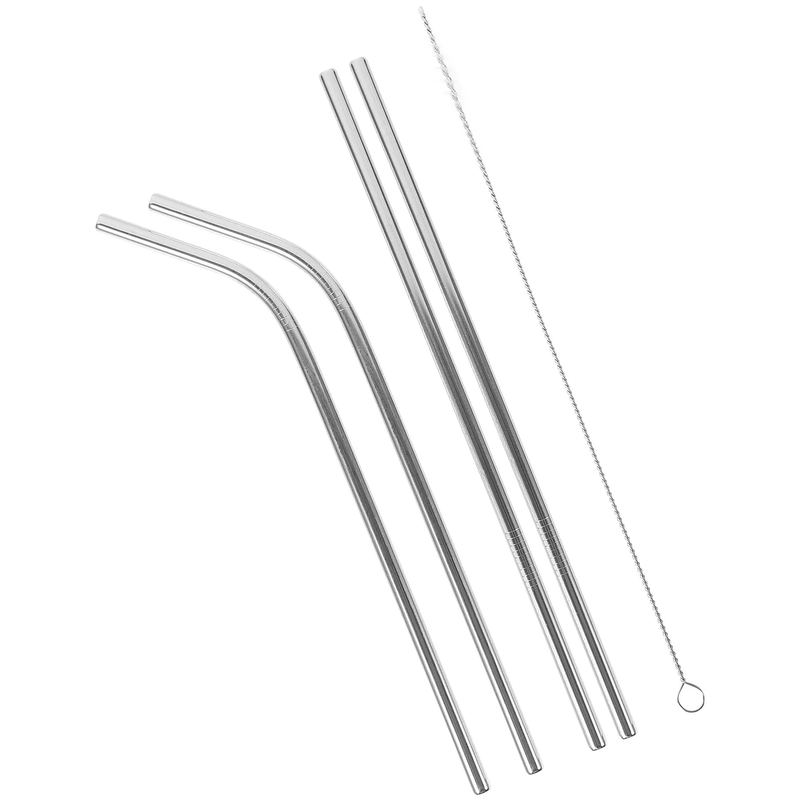 1Set Stainless Steel Straw Set Reusable Drinking Straws with Brush Multipurpose Beverage Straws Party Supplies Egg Beach