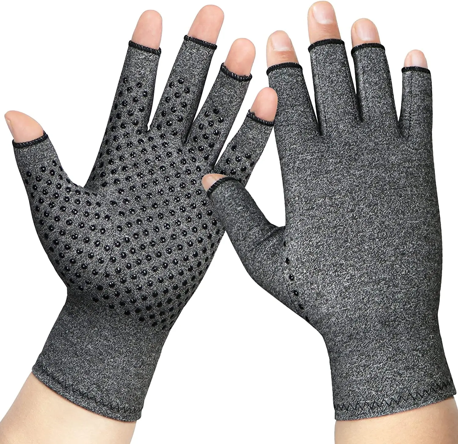 4 Pairs Compression Gloves Arthrosis Half Finger Silicone Gloves Non-slip Driving Sunscreen Sports Cycling Gloves Men Women