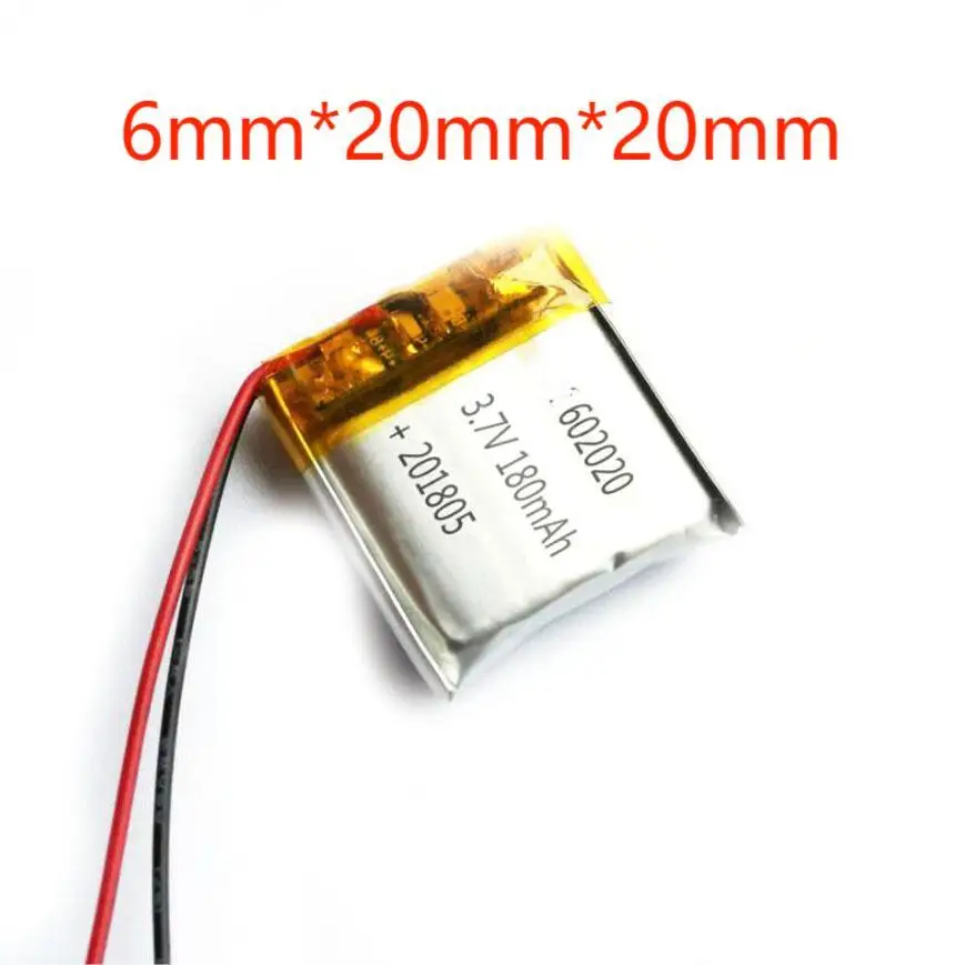 2/5/10/20 Pcs 3.7V 180mAh 602020 Lithium Polymer Ion Battery 2.0mm JST Connector