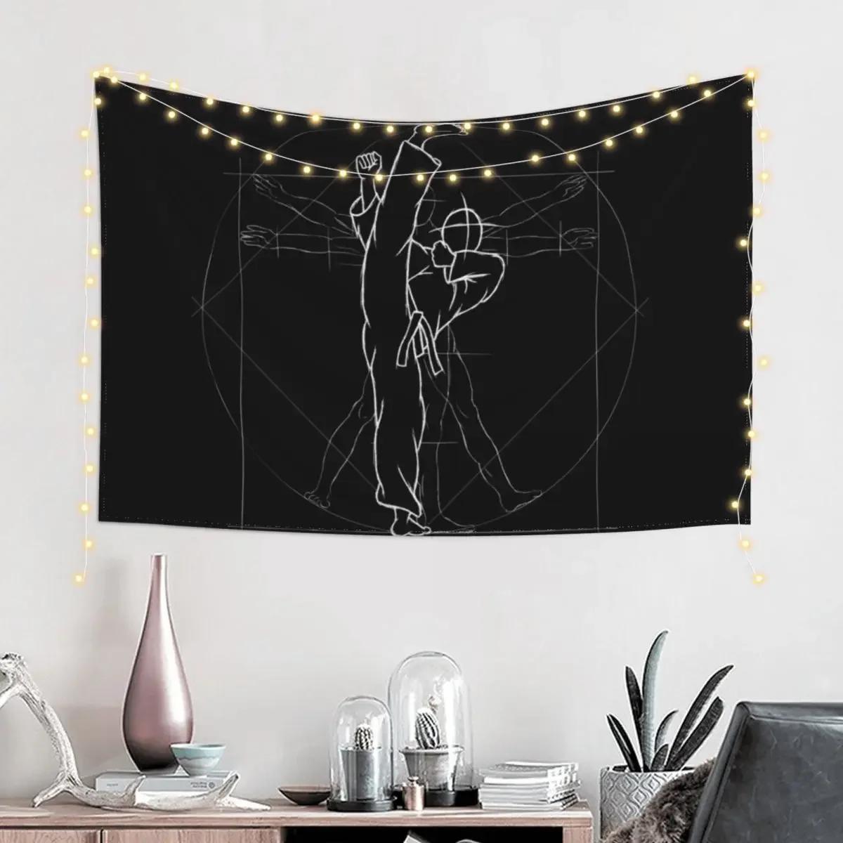 Tae Kwon Do Roundhouse Kick Vitruvian Man Tapestry Home Decor Accessories Decoration For Rooms Tapestry