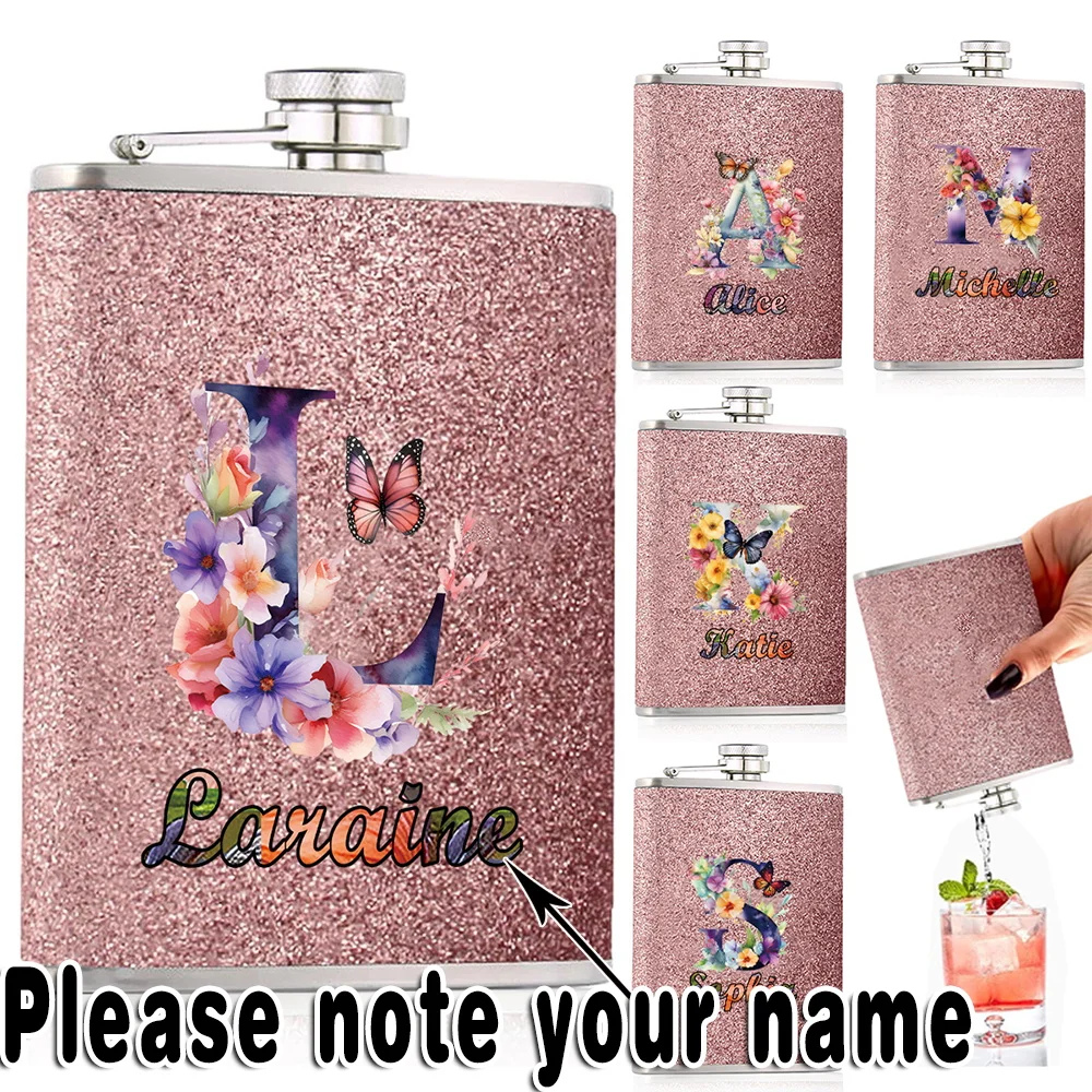 

Customized Name 8oz Hip Flask Stainless Steel Metal Wine Pot Liquor Bottle Portable Whiskey Flagon Alcohol Container Men's Gift