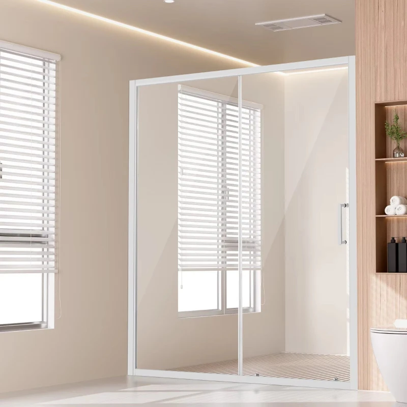 57.7-59 W X 70 H Inverted semi-frameless shower door 1/4 inch clear tempered glass waterproof sliding glass door 6mm thick