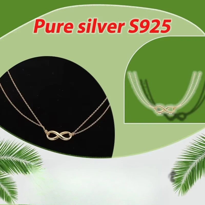 

Персонализированное двухслойное колье 8-образной формы из чистого серебра S925, модное и очаровательное колье серии TCO