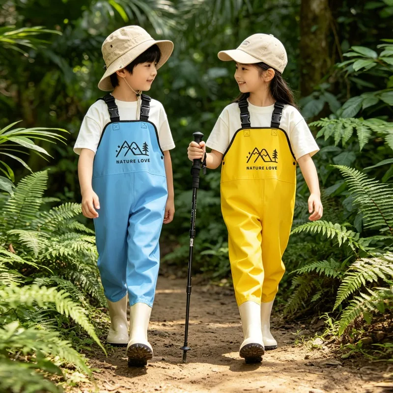 Children's One-piece Waterproof Launching Pants Overalls Sea Play Fishing Wading Clothes Kindergarten Outdoor Adventure Clothes