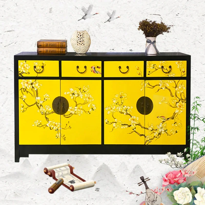 Home entrance cabinet, living room partition  Chinese hand-painted retro  style