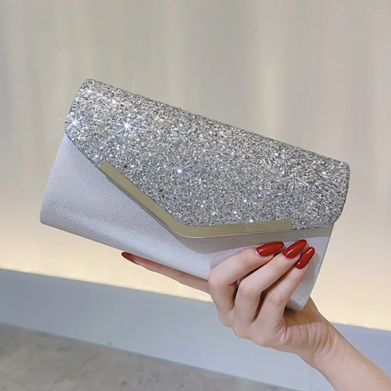 

Women’s Sequin Envelope Evening Clutch Bag, Elegant Chain Shoulder Crossbody Purse, Fashion Handbag for Prom and Party Events