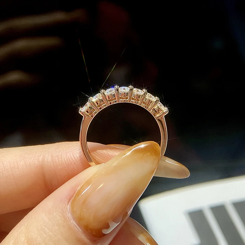 Gra echte Moissan ite Ring Sterling Silber Diamant Ewigkeit Band Verlobung Eheringe für Frauen Luxus Qualität Schmuck – Detail 7