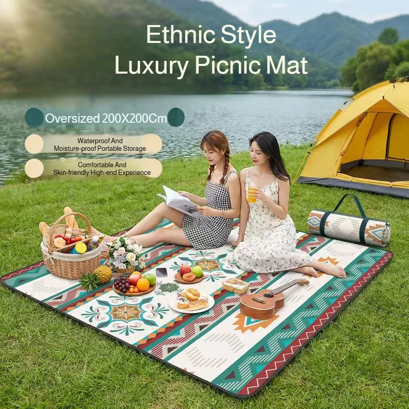 

Waterproof Picnic Blanket, 200x200CM Large Beach Blanket Outdoor Picnic Mat, Beach Mat with Carrying Handle for Camping, Beach