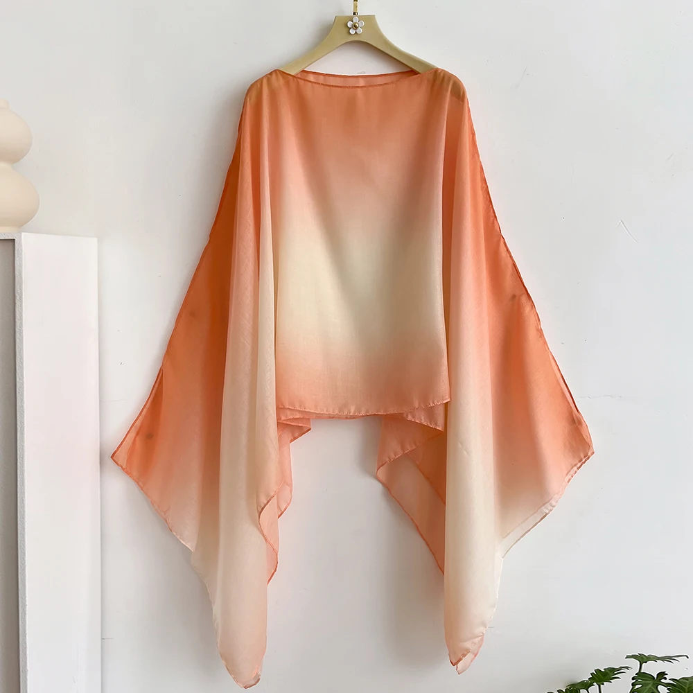 Spring and Summer Women Plain Colour Travel Ethnic Style Shawl Cotton Linen Feel Thin Type Sunscreen Beach Towel Split shawl