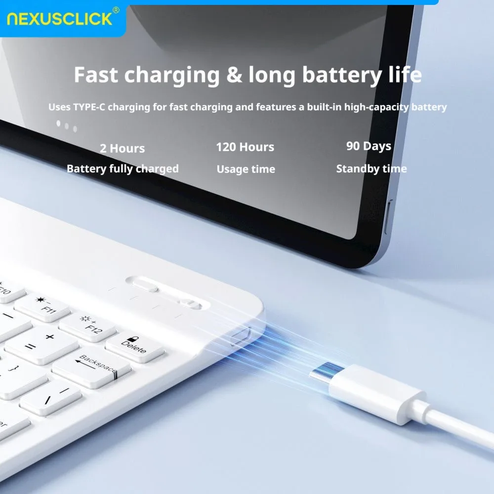 NexusClick Bluetooth Keyboard and Mouse For iPad Xiaomi Samsung Huawei Phone,Slim Mini Wireless Keyboard For Android IOS Windows