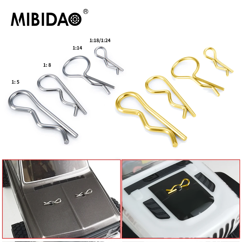 MIBIDAO 50Pcs R Clips Pin dla Tamiya TRX4M Axial UTB18 Capra SCX24 1/5 1/8 1/14 1/18 1/24 RC Model Car Body Shell Upgrade Parts