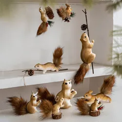 Christmas Tree Squirrel Pendant Ornament Cute Hairy Christmas Tree 3d Hanging Decoration Artificial Red Birds Clip-On Xmas Decor