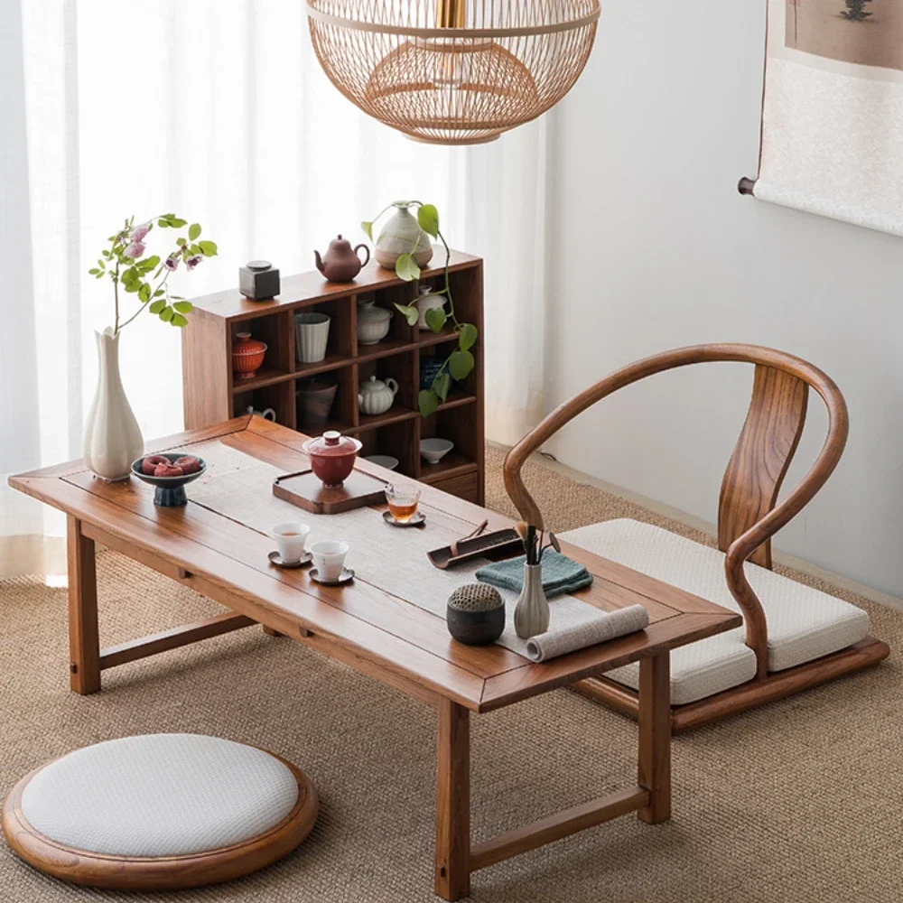 

Solid Wood round-Backed Armchair Old Elm Short Seat Balcony Tatami Meditate Zen Cross Leg Buddha Chair