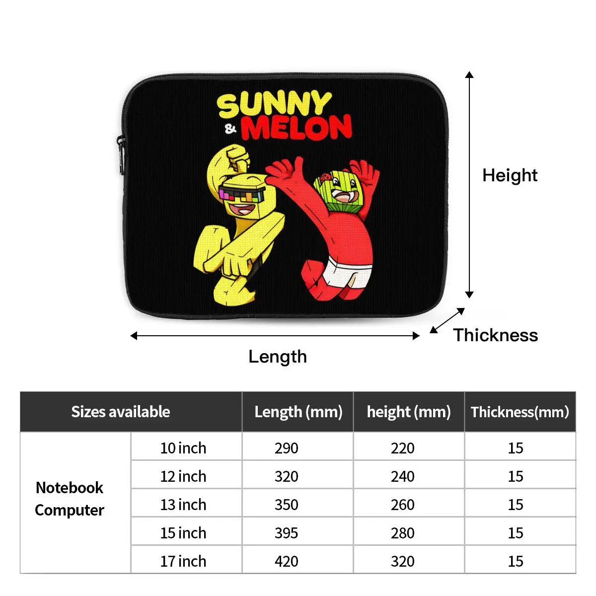 Sunny And Melon Notebook Laptop Bag Case Pouch For Macbook Air Pro Tablet Shockproof Case Bag