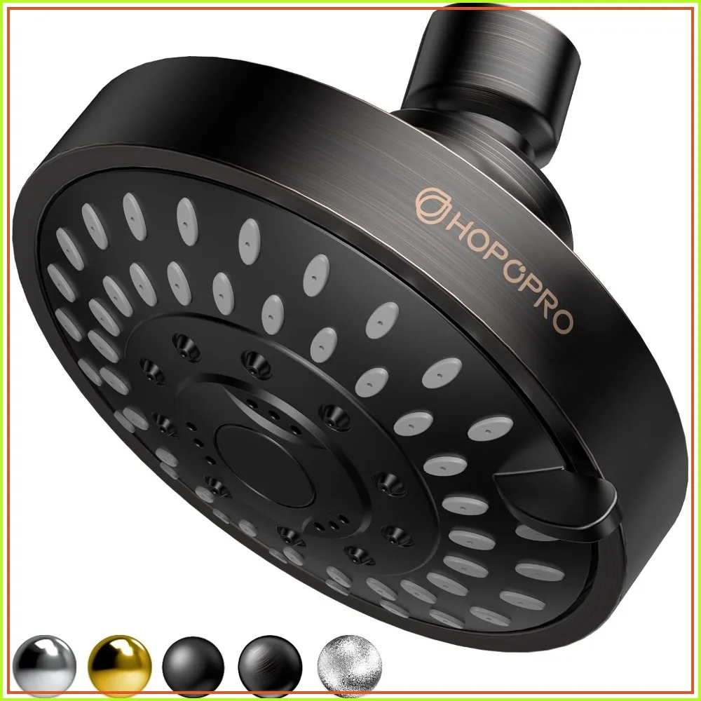 5-Mode High Pressure Shower Head - High Flow Fixed Showerhead (4 Inch Oil Rubbed Bronze)