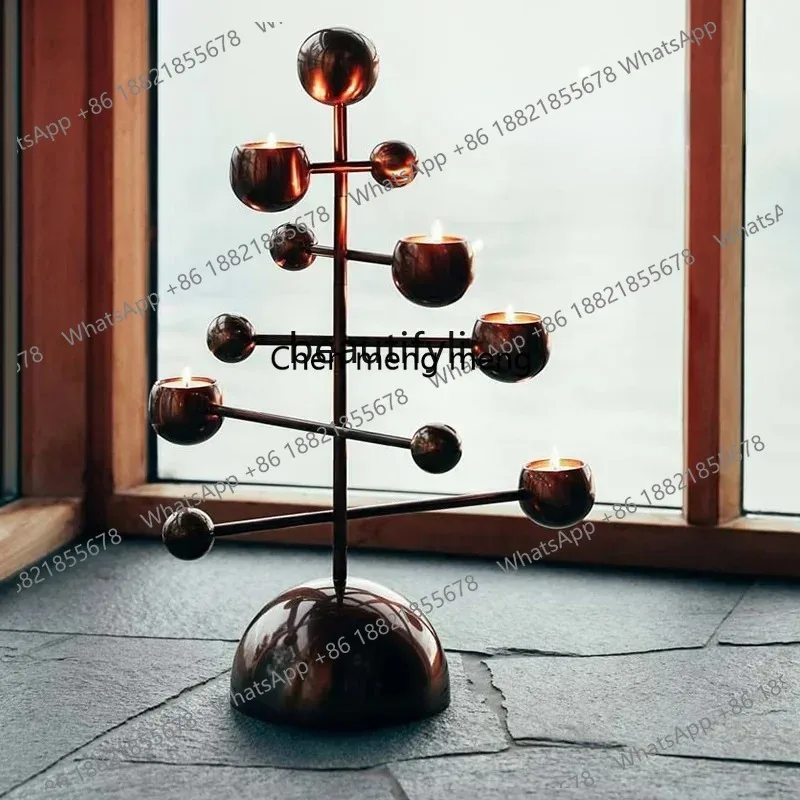 lhy 26 new GY Nordic Design Planet Multi-Layer Candlestick Bright Silver Black Style Insss 26