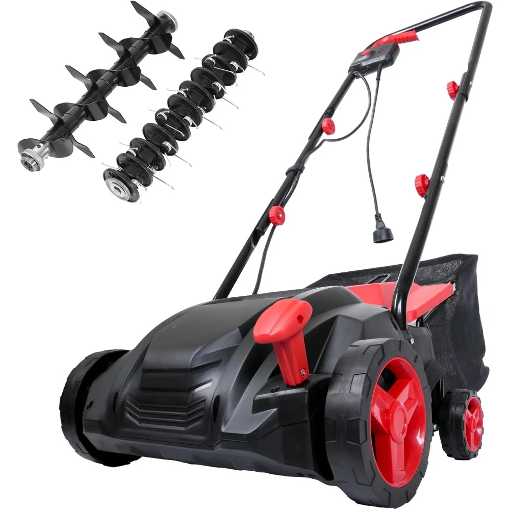 

13-inch 12-Amp 2-in-1 Electric Dethatcher and Scarifier w/Removeable 8-Gallon Collection Bag, 4-Position Height Adjustment