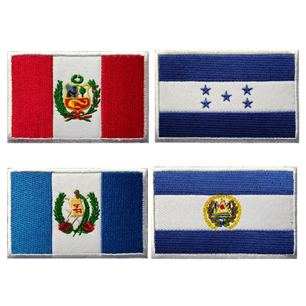 

American Flag Badge Peru Honduras Guatemala El Salvador Flags Embroidery Patch Armband Clothes Backpack Applique Patches