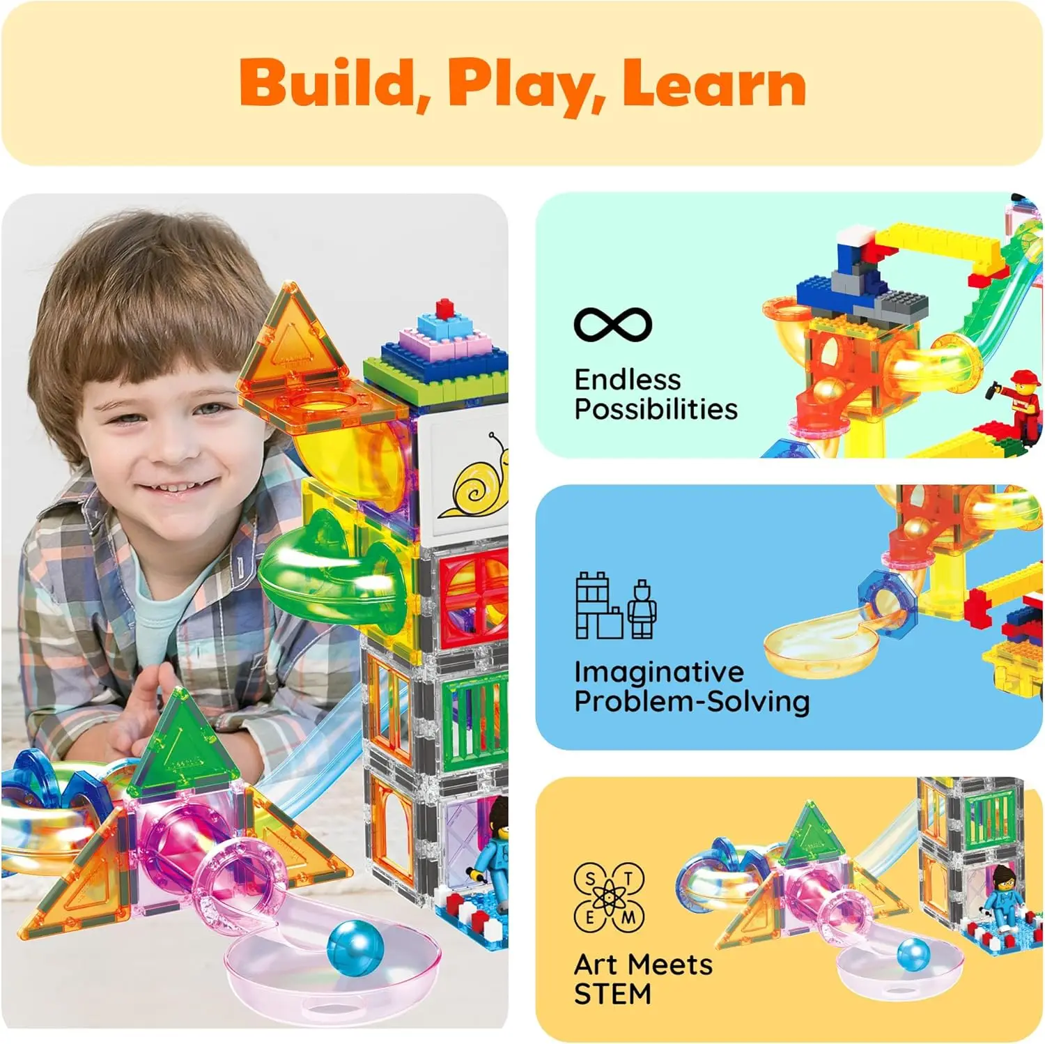 700 ชิ้น Marble Run กระเบื้องแม่เหล็กและอิฐ Combo แม่เหล็กกระเบื้อง Building Blocks Construction เด็กวัยหัดเดินของเล่นชุดถังเก็บ