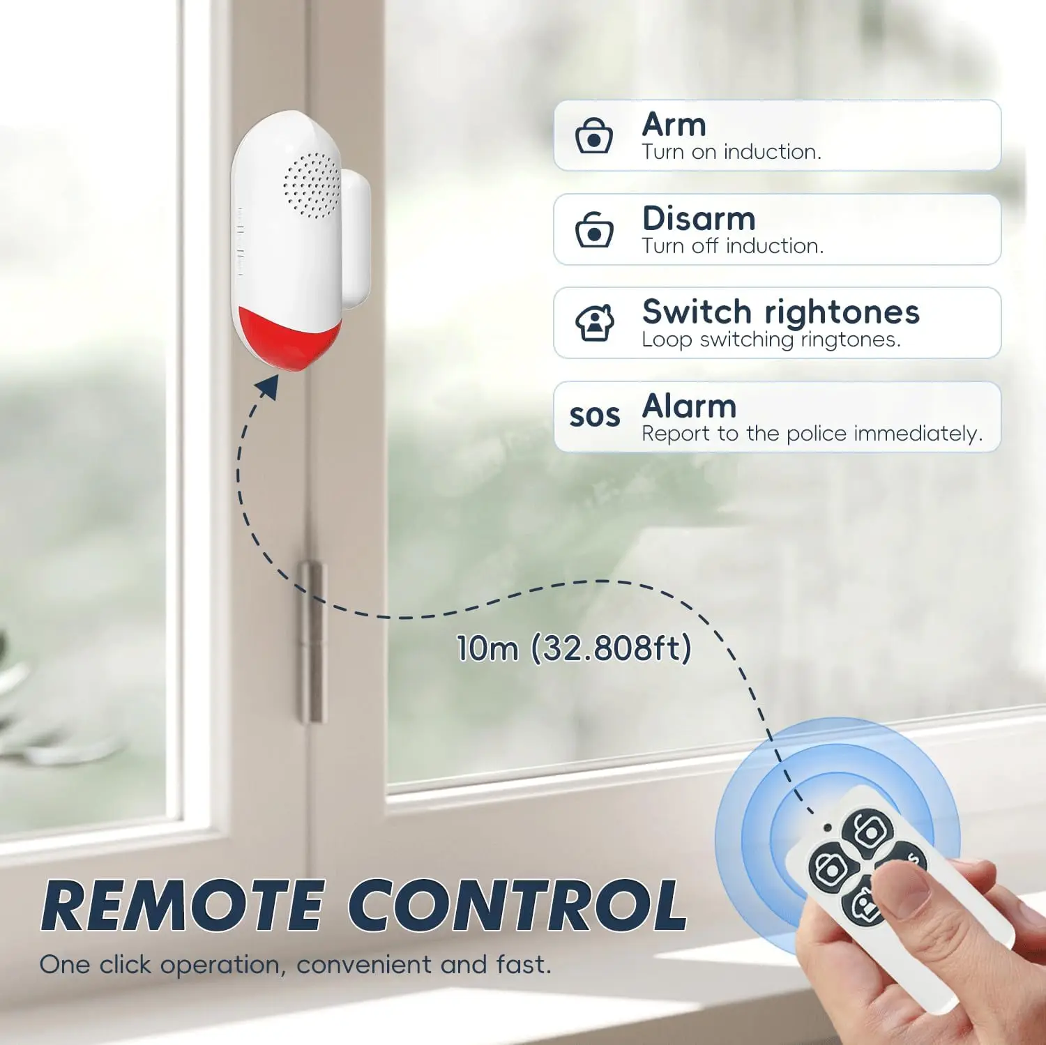 Door Alarm Sensor, 2 Remote Controls, 130 dB Super Loud Sound Alarm, Adjustable Volume,16 Ringtones Modes Alarm For Home Shop