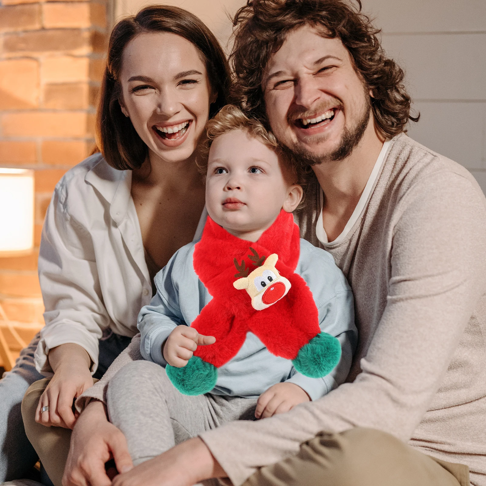 

1pc Children Warm Holiday Scarves Christmas Kid Stretchy Winter For Holiday Party Xmas Scarf For Christmas Scarf