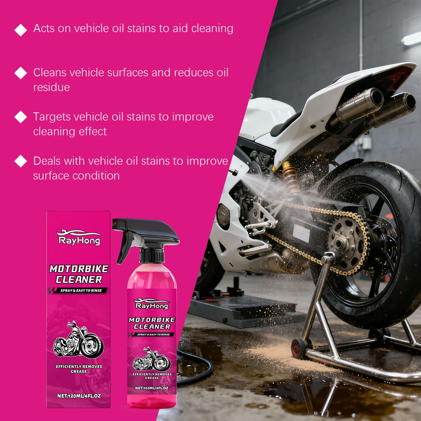 بخاخ منظف السيارة متعدد الأسطح 120 مل مزيل الشحوم سريع المفعول للسيارات الداخلية الخارجية سهل الشطف بدون ماء احترافي #6