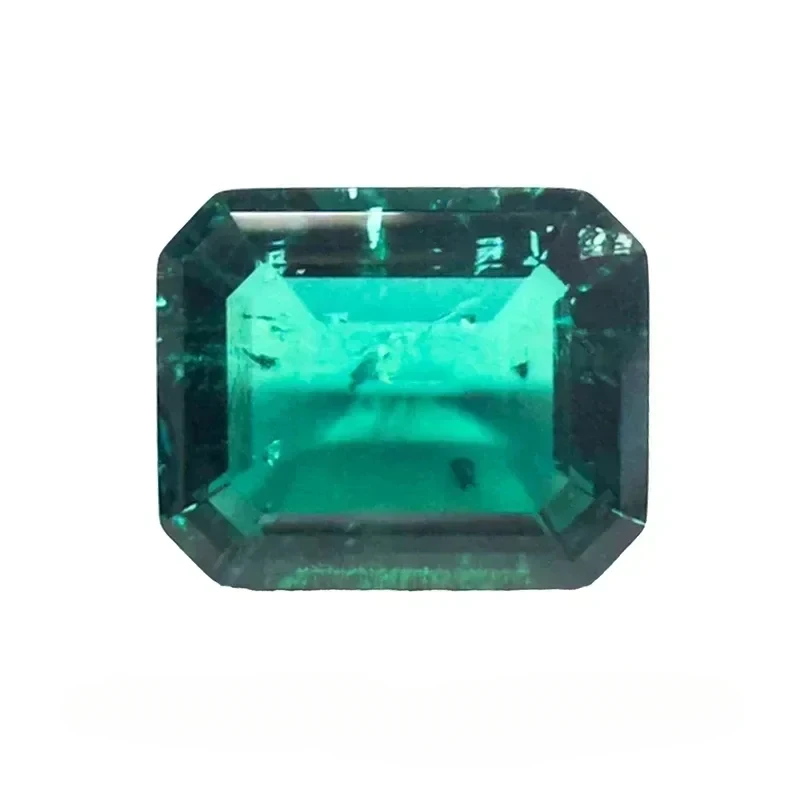 Lab Grown Zambian Emeralds Hydrothermal Hand Cutting Emerald Cut with Cracks Inclusions Inside Selectable AGL Certificate