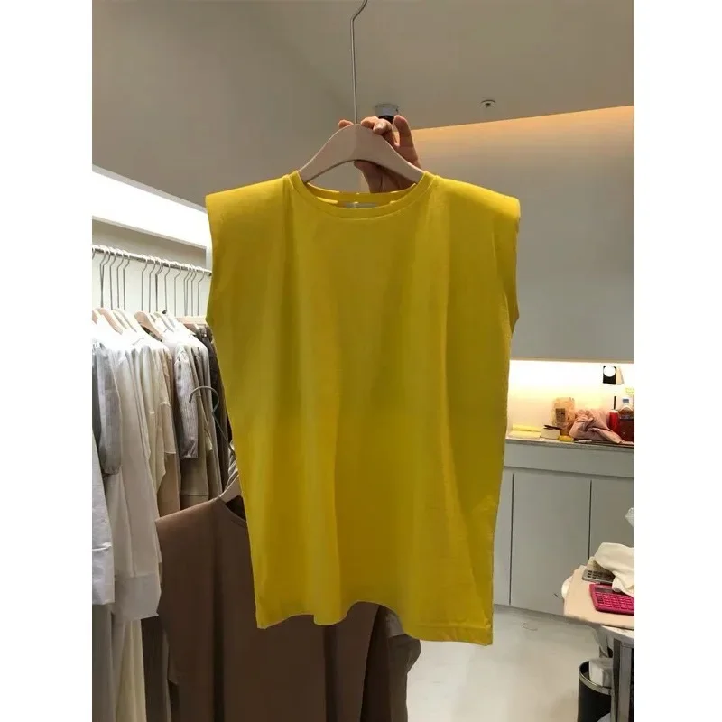 

New Women Solid Colors O-neck Vest Simple Casual Sleeveless Tops Loose Fashion T-shirts Vest Spring Summer Korean Fashion Tees