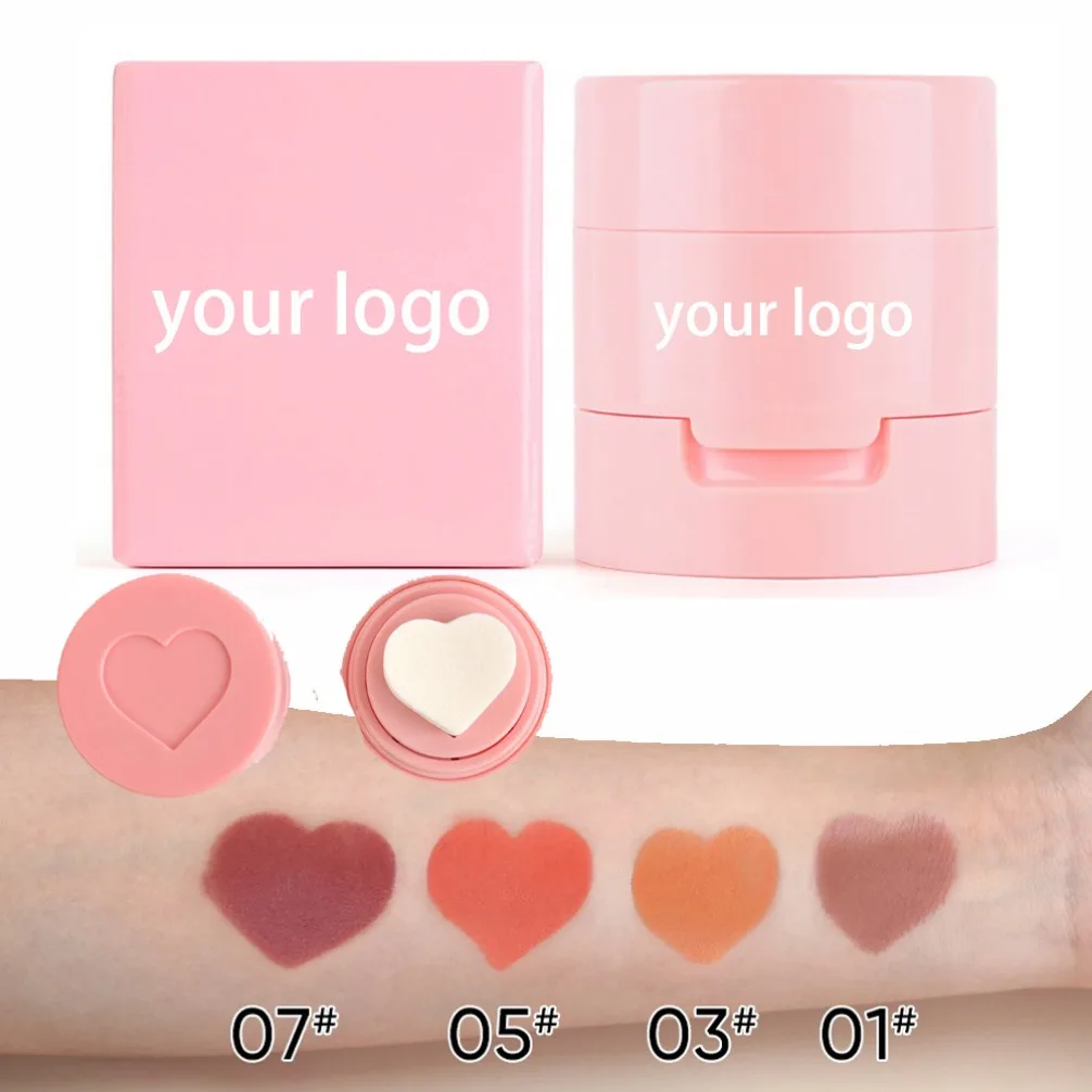 

Жидкие матовые румяна-кушоны Liquid Heart Stamp Blush: натуральные, бархатистые, с возможностью индивидуального логотипа, веганские, оптом