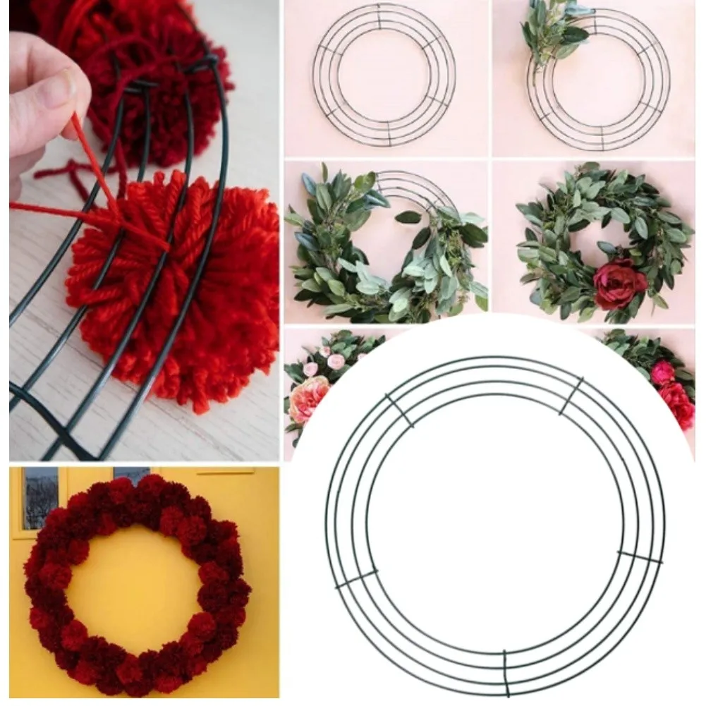 30cm Black Green Iron Wire Wreath Frame DIY Floral Ring Base For Christmas Wedding Door Wall Decoration Holiday Craft Supplies
