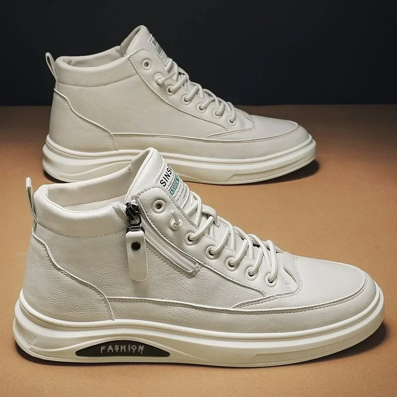 

Pop Casual Shoes Fashion Comfortable Soft Leather Mid-top Sneaker Luxury Waterproof Men's Boots Business Outdoor Work Boot Men S