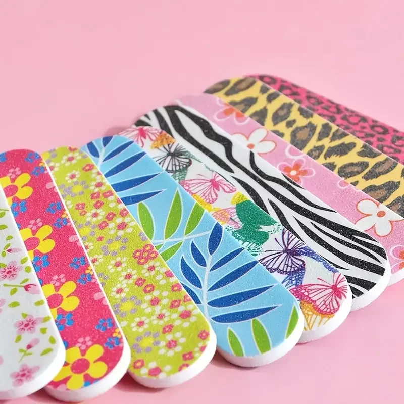 50 pièces de mini-limes à ongles double face colorées, outil de manucure et pédicure