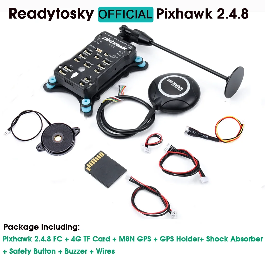 PX4 PIX Pixhawk 2.4.8 32 Bit FC / M8N GPS / Telemetry Module / Safety Switch / Buzzer / RGB I2C 4G SD OSD / OLED