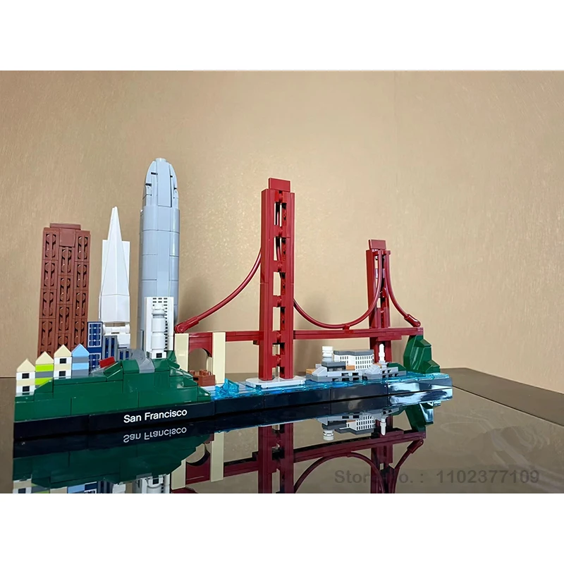 MOC Skyline Paris Architecture Building Blocks Kit 21044 Assemble Tower Edifice Bricks Town Streetscape Toys For Children Gifts