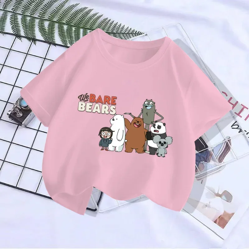 2024 Boy Girl T-shirt Kawaii Little Bear Print Short Sleeve leisure T Shirt Summer Anime Cartoon children T Shirt 4-14 Years