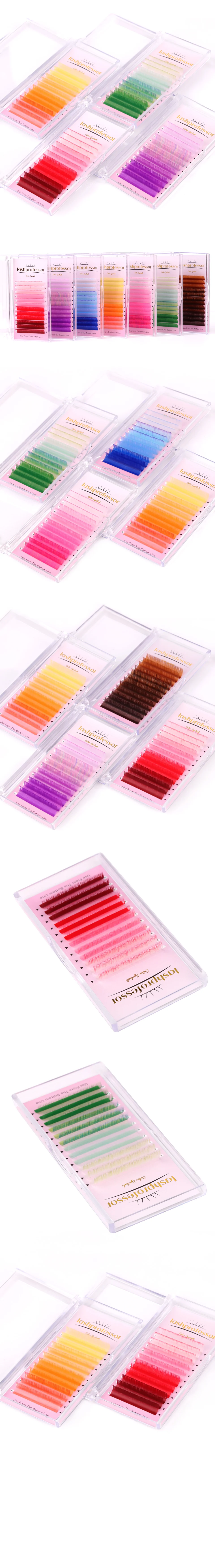Lashprofessor Farbige Mischung Einzelne Wimpernverlängerungen C/D Make-up Natürliche weiche falsche Seidenwimpern Faux Nerz Russische Wimpern Cilios – Detail 19