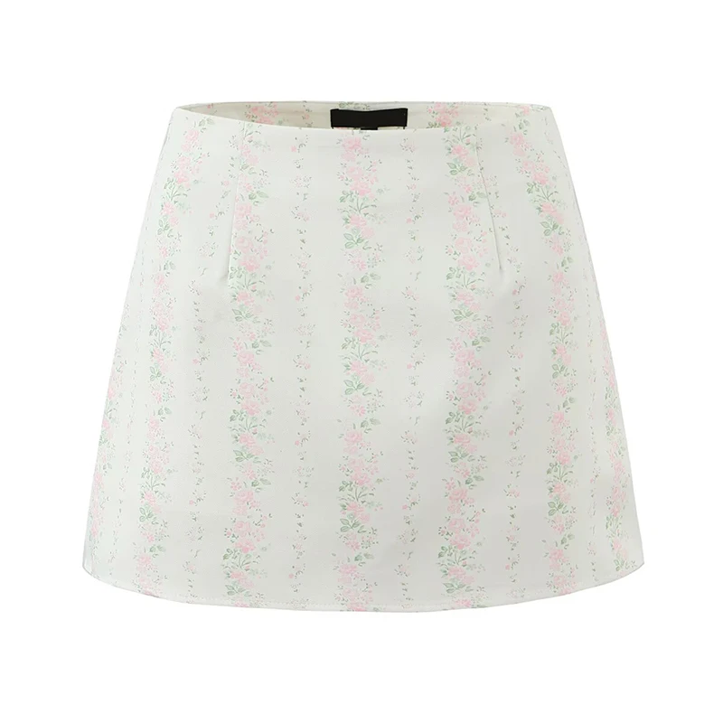 YENKYE French Retro Sweet Floral Print A-line Mini Skirt Women Sexy Low Waist 2026 Vacation Summer Skirts