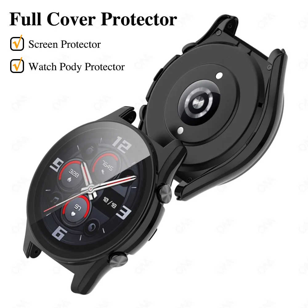 PC Hard Screen Protector Case para Huawei Honor Watch GS3 GS 3 Tampa de proteção anti-riscos com acessórios de vidro temperado