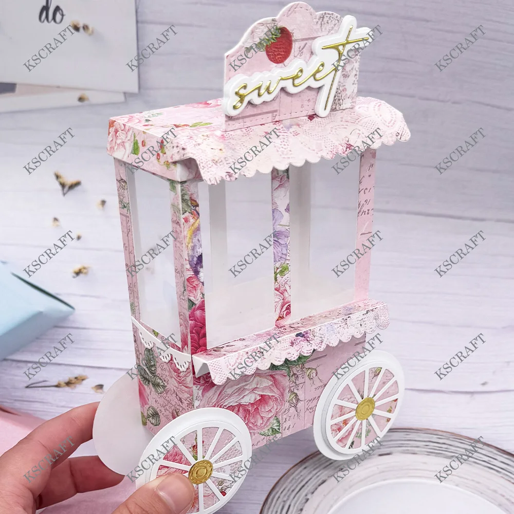 KSCRAFT Candy Cart Box Cutting Dies Stencils for DIY Scrapbooking Decorative Embossing DIY Paper Cards