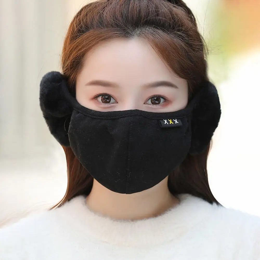 أزياء الشتاء الدافئة 2 في 1 قناع غطاء للأذنين الباردة واقية يندبروف رشاقته أفخم غطاء للفم الغبار القطن Earlap النساء الفتيات
