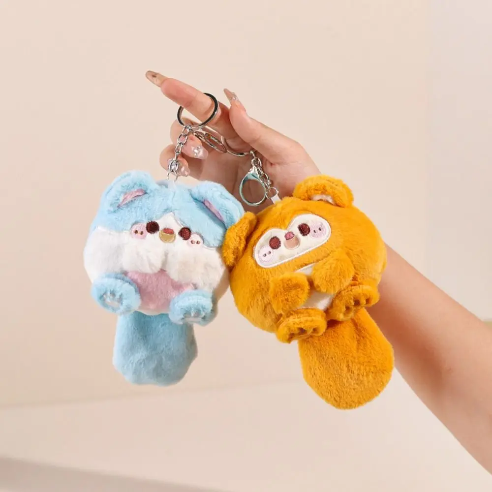 

PP Cotton Plush Cat Keychain Squeaking Monkey Squeak Cat Plush Keyring Korean Style Cartoon Plush Panda Doll Pendant Kids Toys