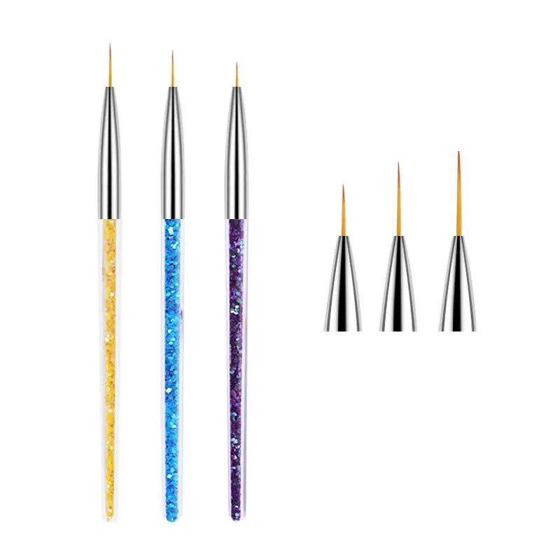 3pcs/Set Acrylic French Stripe Nail Art Line Painting Pen 3D Tips Manicure Slim Line Drawing Pen UV Gel Brushes Painting Tools