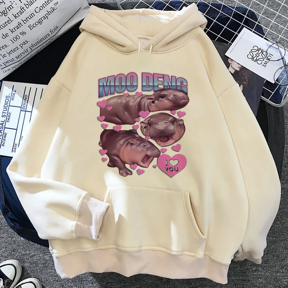 

Moo Deng hoodie pattern manga modern style youthful clothes for teens Japanese teen pullover youthful comic comfortable trendy