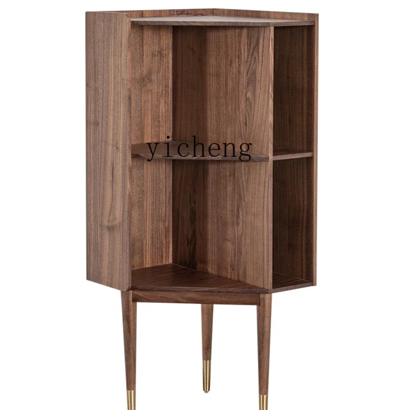 

Black Walnut Solid Wood Tea Room Cabinet Multi-Functional Corner Storage Cabinet Tea Ware Tea Set