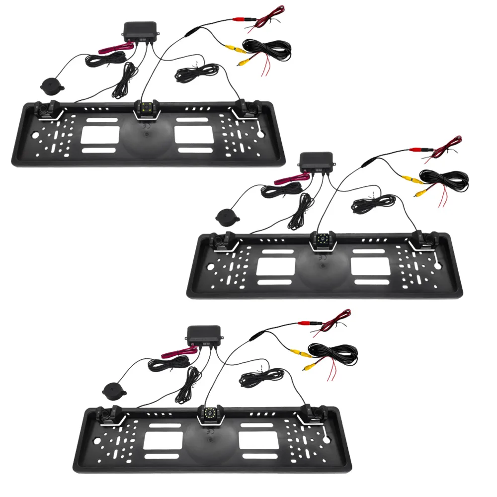 4/8/12 LED European License Plate Frame with Backup Camera Backup Camera and Parking Sensor Kit Universal For 12V European car