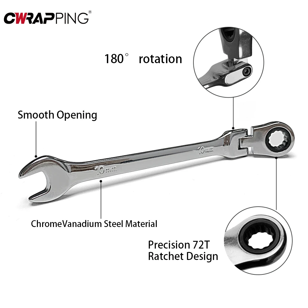 

Car Fast and Labor-Saving Dual-Use Open-Ended Universal 72-Tooth Ratchet Wrench Movable Head for Car Motorcycle Repair Tools