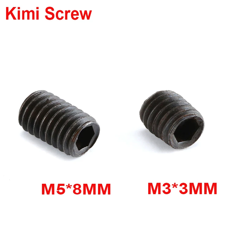 50 Pcs M5*8MM M3*3MM Hexagon Socket Screws Kimi Set Screws Black Carbon Steel Metric Thread Grub Screws