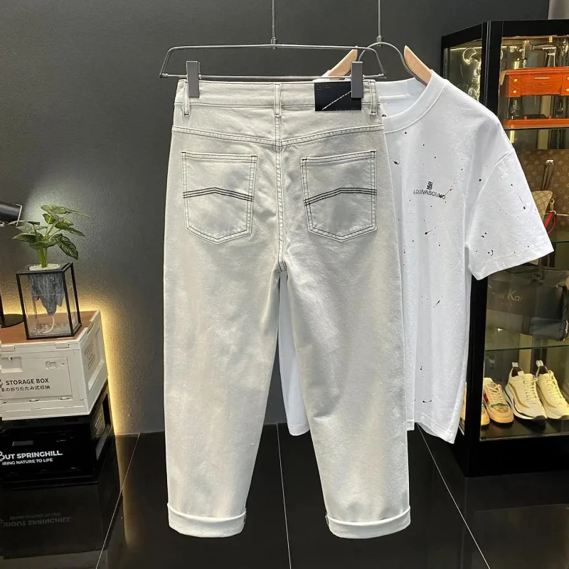 2026 New Men's Trousers Light Gray, Loose, Straight, Comfortable, Breathable, Casual, Stylish
