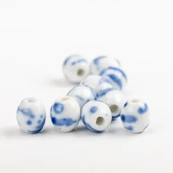 12#10pcs Barrel Shape Specail Ceramic Beads Porcelain Bead Blue Color For Jewelry Making #XN063