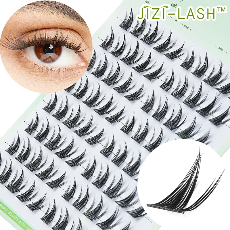 JIZI-LASH DIY pestañas postizas de girasol extensiones de pestañas naturales suaves con rizo en C maquillaje de pestañas individuales de Anime